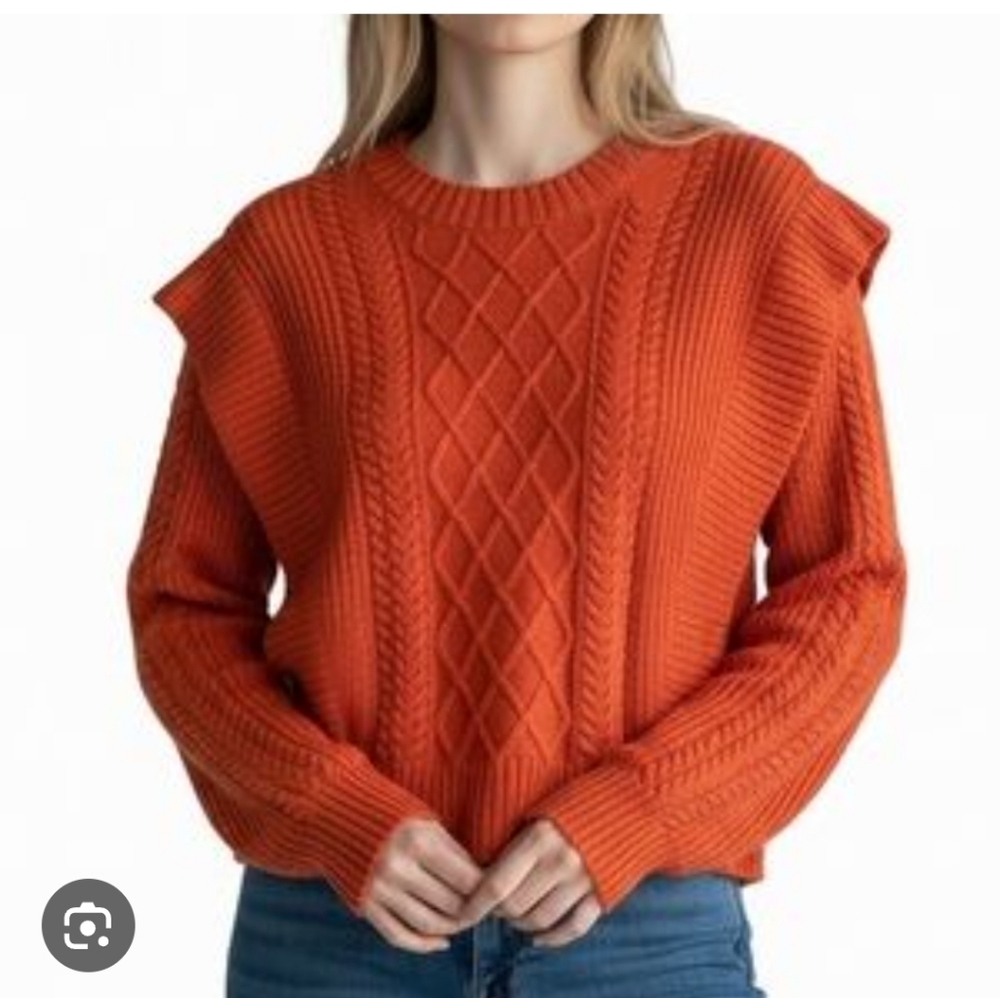 Babaton Women's Burnt Orange Cable Knit Sweater Size M